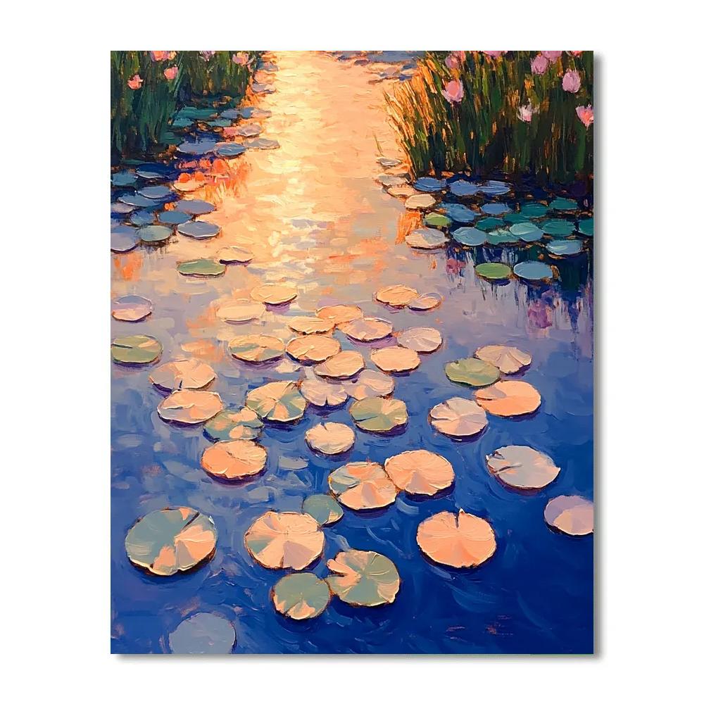 Claude Monet Inspired Waterlilies Under A Rose Gold Afterglow Number painting