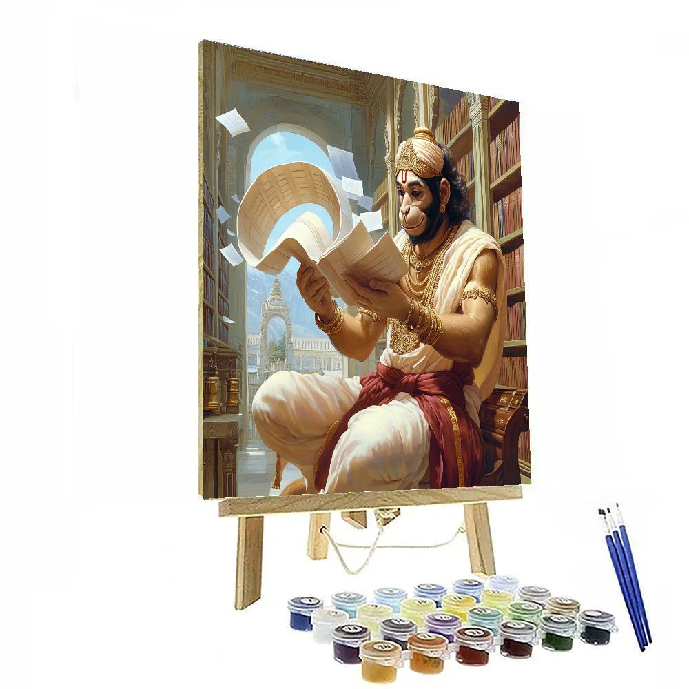 Hanuman In The Library Of Wind Scrolls paint by color