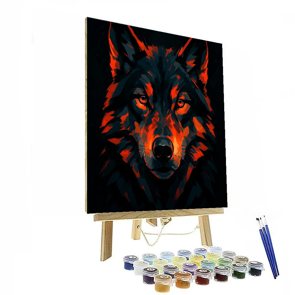 Obsidian Ember Wolf Stare paint by number