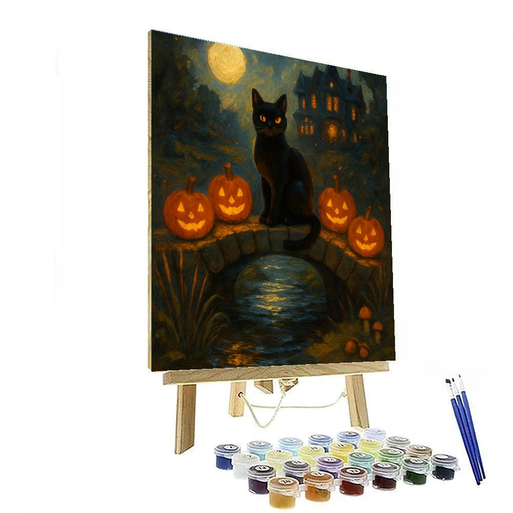 Black Cat Guardian Of The Candle Bridge DIY paint by numbers