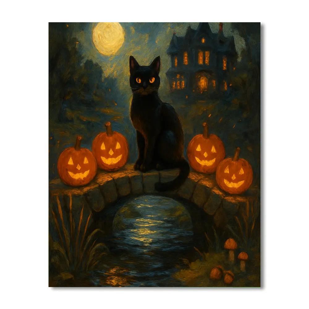 Black Cat Guardian Of The Candle Bridge DIY paint by numbers
