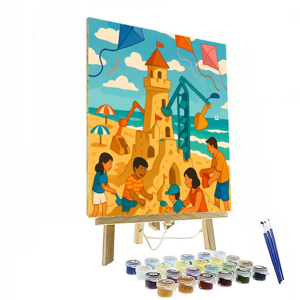 Sandcastle Workshop With Beach Kites Painting by numbers kit