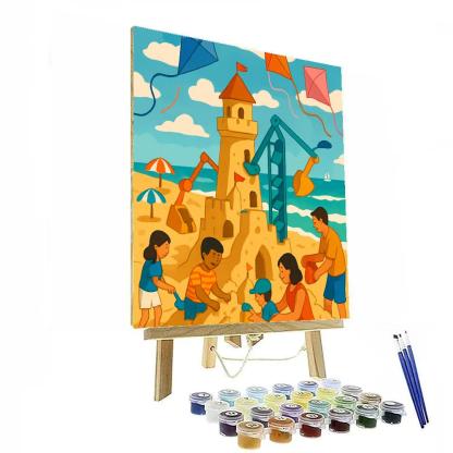 Sandcastle Workshop With Beach Kites Painting by numbers kit