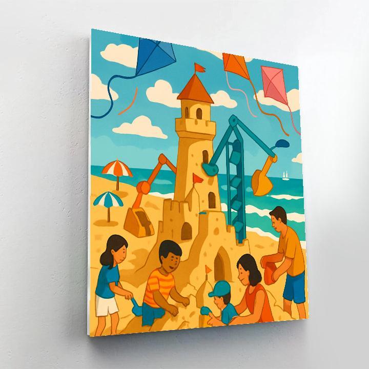 Sandcastle Workshop With Beach Kites Painting by numbers kit
