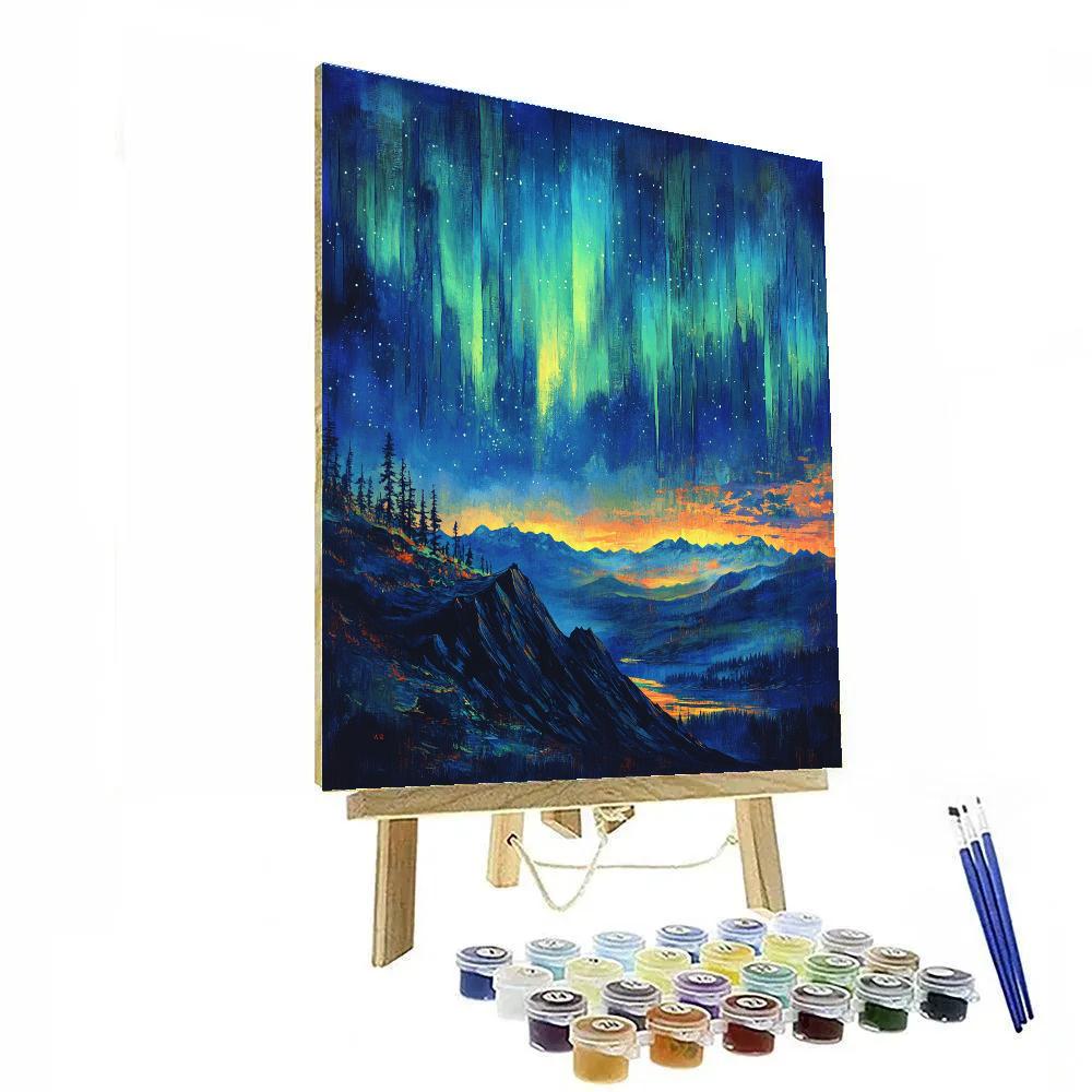Frederick Varley Inspired Aurora Over Basalt Ridge paint by numbers