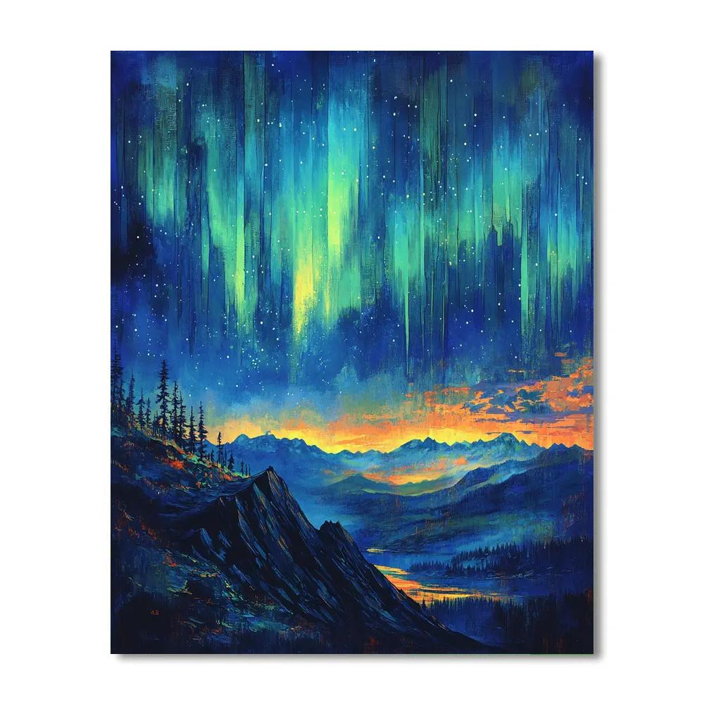 Frederick Varley Inspired Aurora Over Basalt Ridge paint by numbers