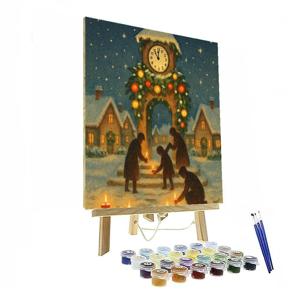 The Village Clocktower Wrapped In Snow Garland paint by number