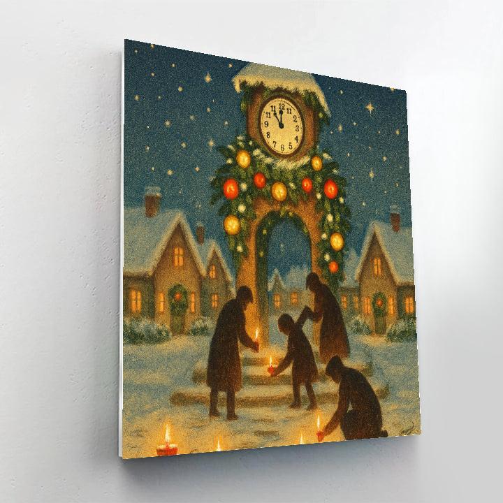 The Village Clocktower Wrapped In Snow Garland paint by number