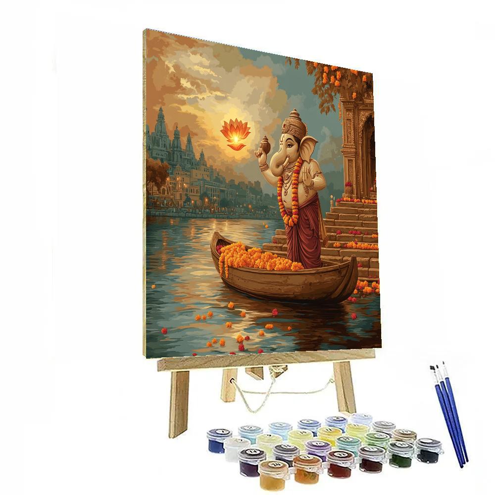 River Lantern Procession With Ganesha Paint by numbers art