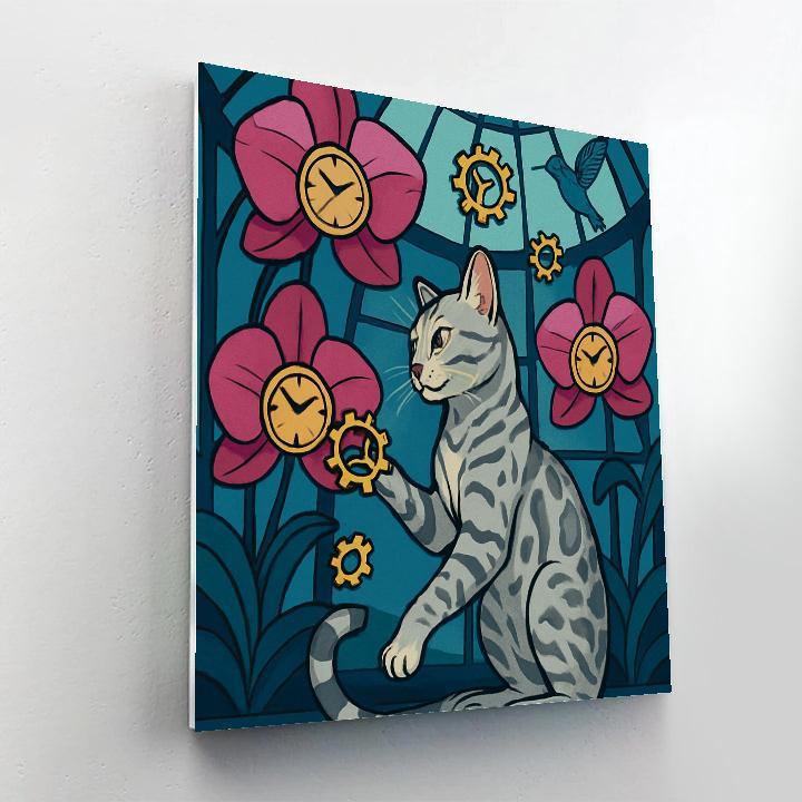 Cat In The Clockwork Orchid Atrium Number painting