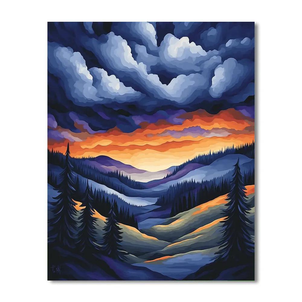 Frederick Varley Inspired Storm Light Through Pine Valley Paint by numbers art