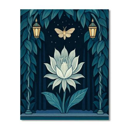 Midnight Theater Flowers Backdrop Paint by numbers art