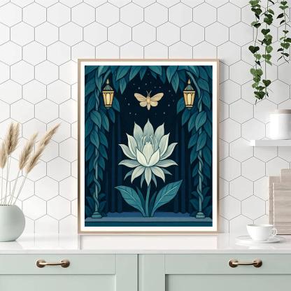 Midnight Theater Flowers Backdrop Paint by numbers art