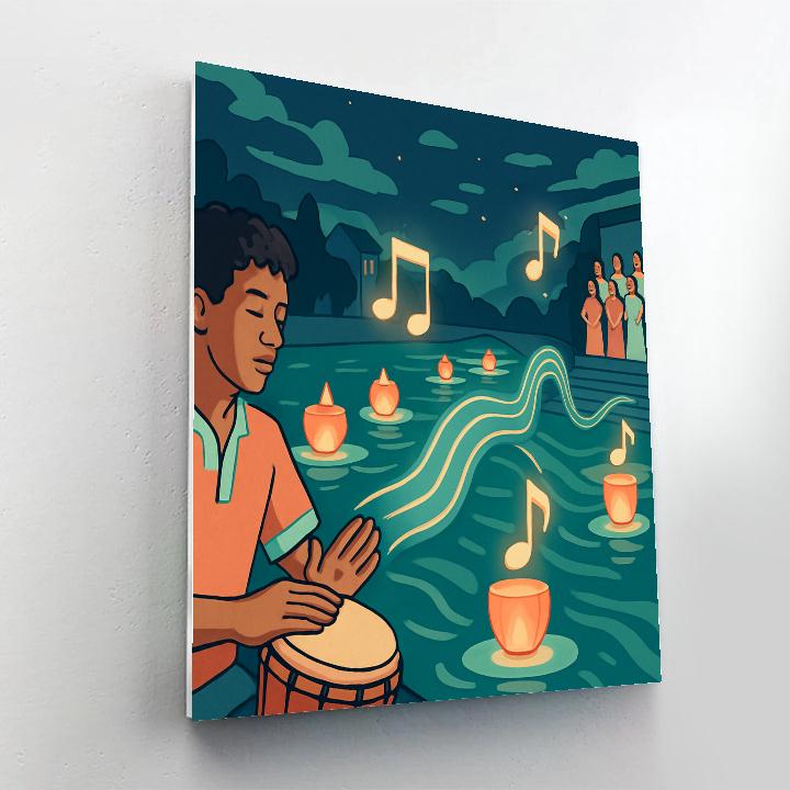 Lantern Parade With Music Echoes Numbered painting kits