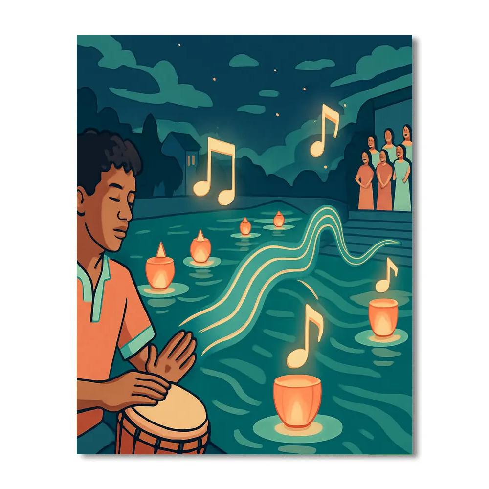 Lantern Parade With Music Echoes Numbered painting kits