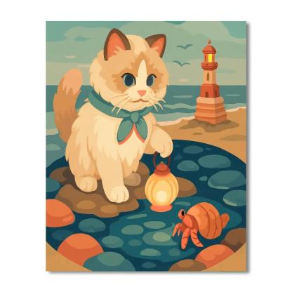 Lighthouse Beacon Cat Paint by numbers art
