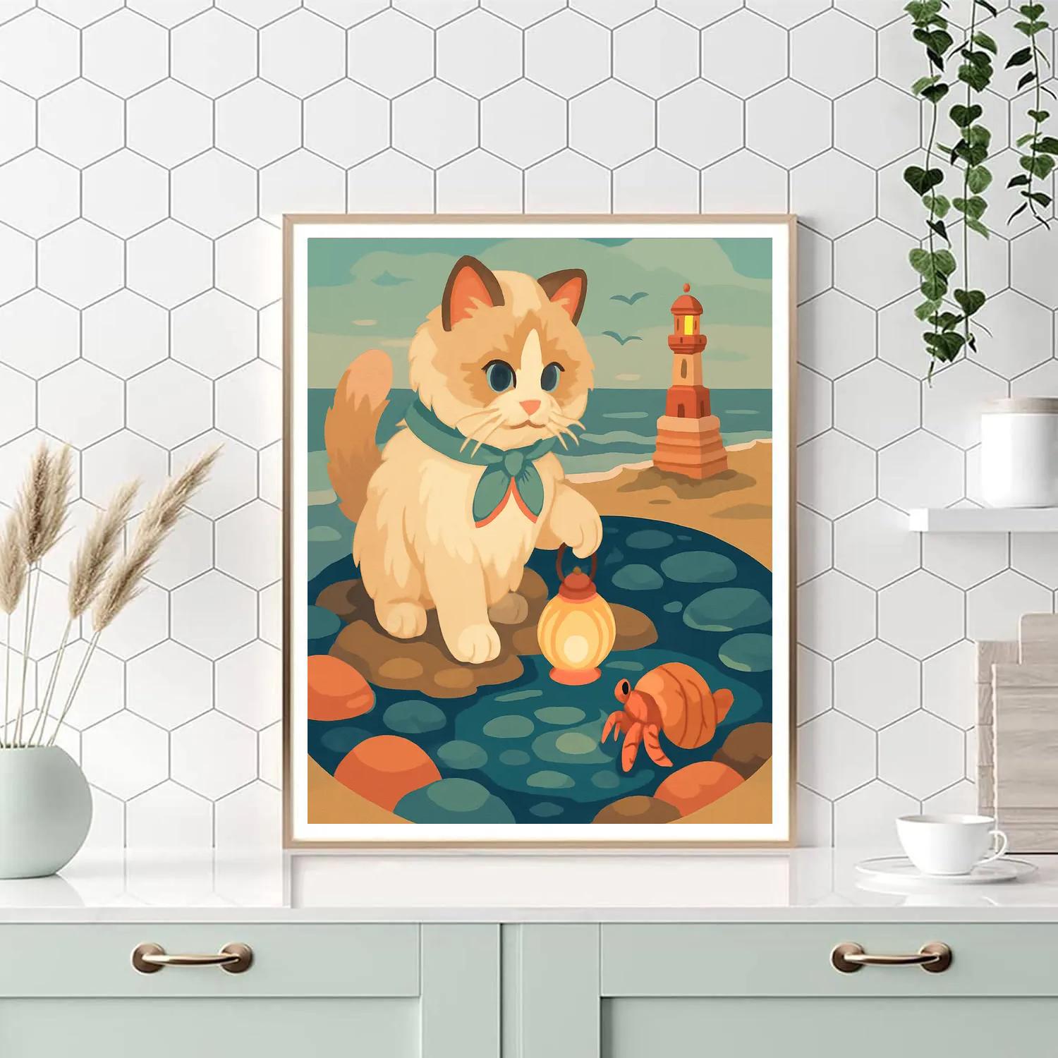 Lighthouse Beacon Cat Paint by numbers art