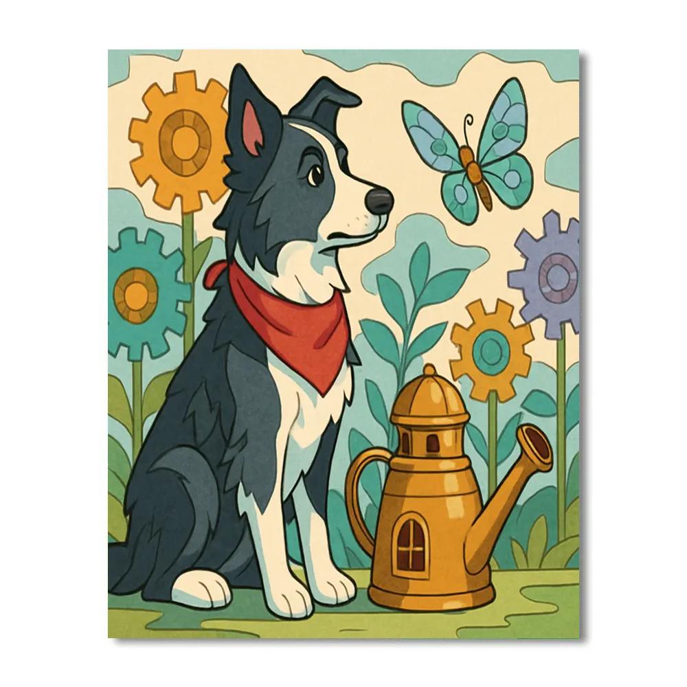 Clockwork Garden With Dog Companion DIY paint by numbers