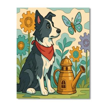 Clockwork Garden With Dog Companion DIY paint by numbers