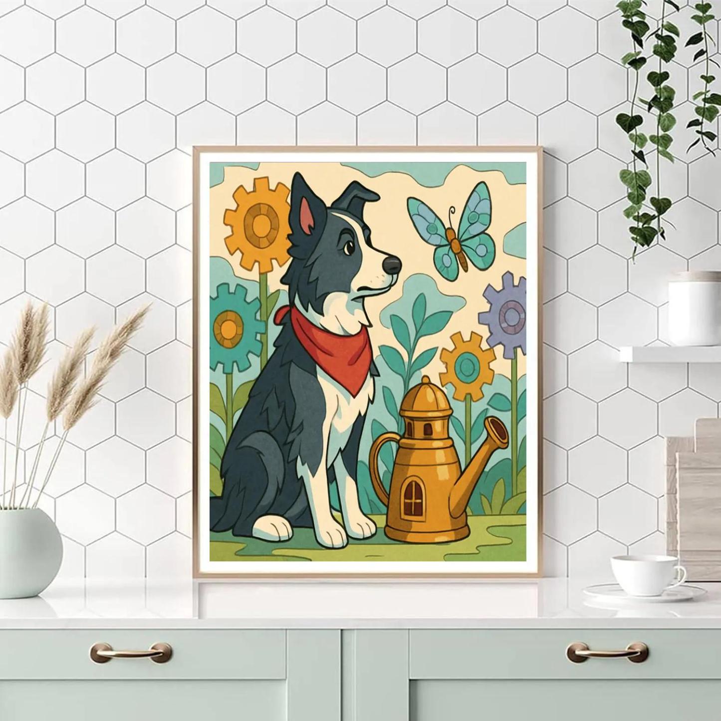Clockwork Garden With Dog Companion DIY paint by numbers