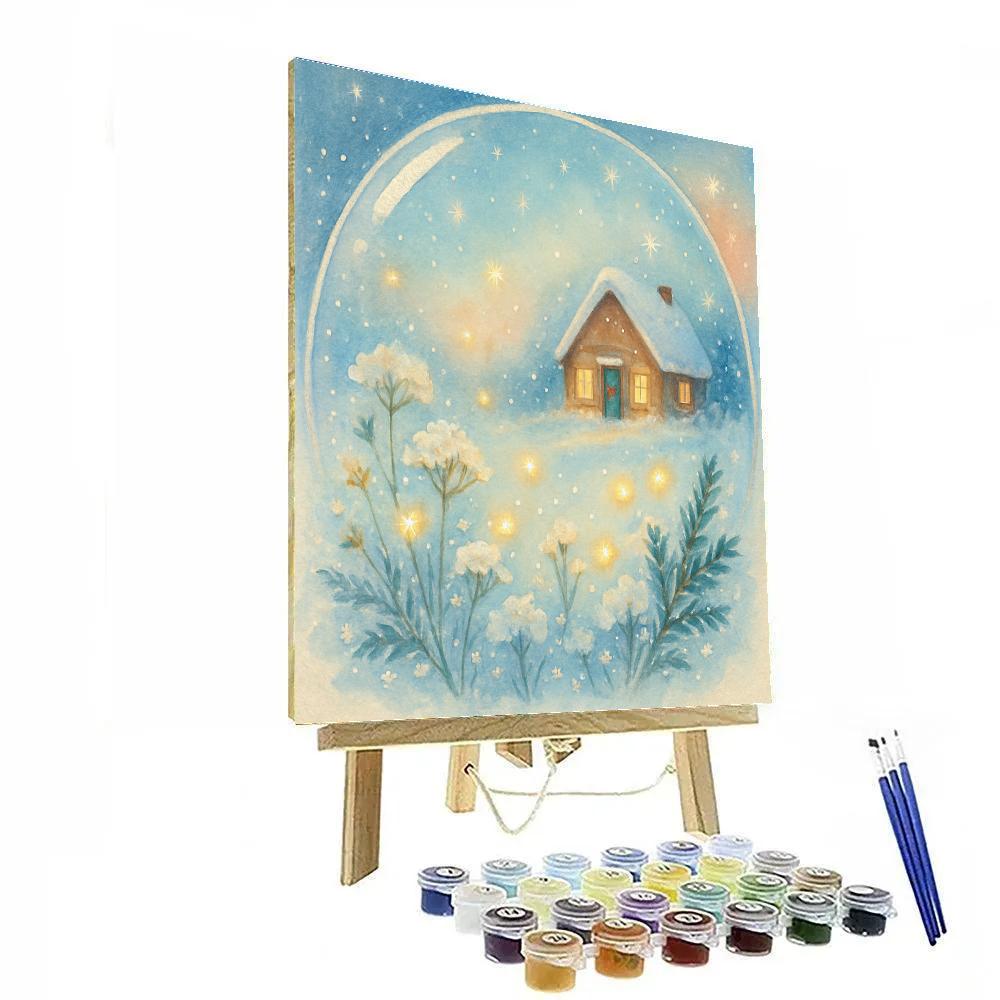 Snow Globe Meadow With Floating Firefly Lights Number painting