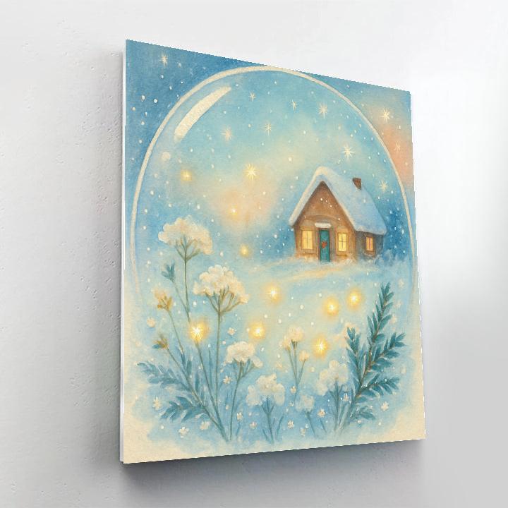 Snow Globe Meadow With Floating Firefly Lights Number painting