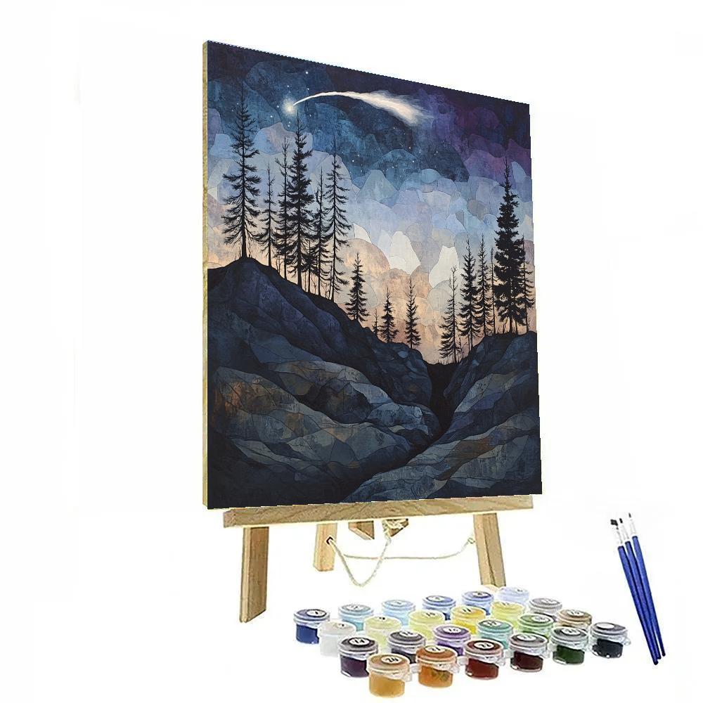Francisco Goya Inspired Comet Glow Above A Basalt Ravine Paint by numbers kits