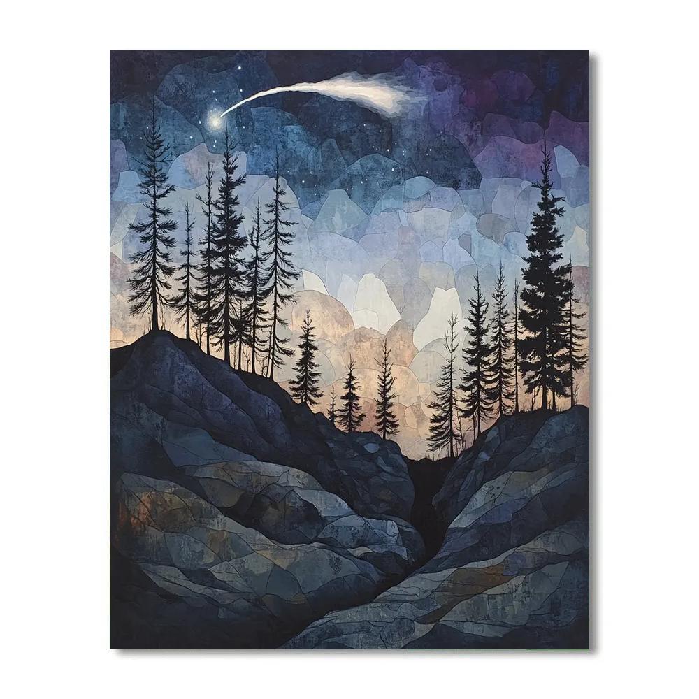 Francisco Goya Inspired Comet Glow Above A Basalt Ravine Paint by numbers kits