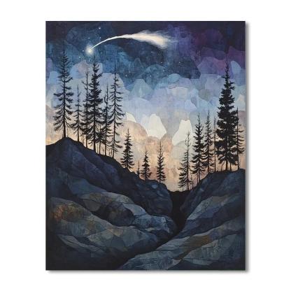 Francisco Goya Inspired Comet Glow Above A Basalt Ravine Paint by numbers kits