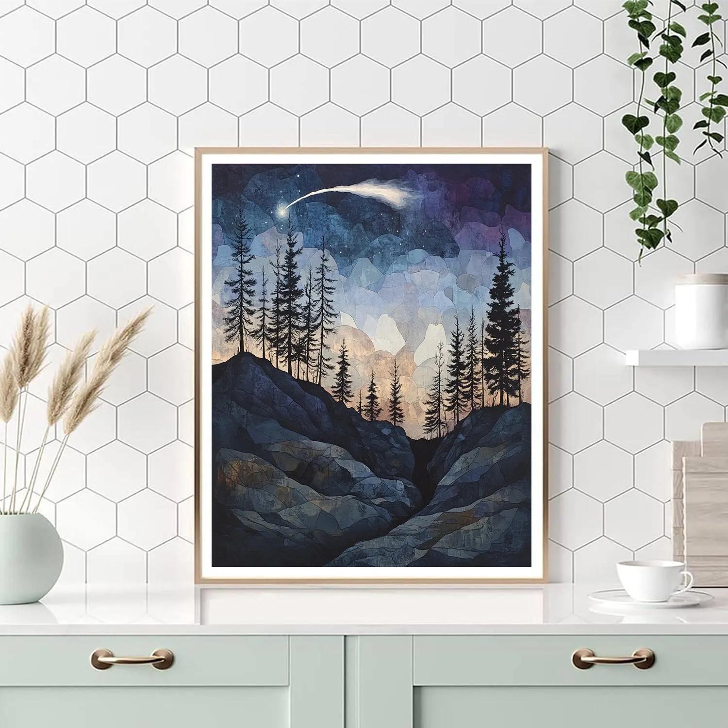 Francisco Goya Inspired Comet Glow Above A Basalt Ravine Paint by numbers kits