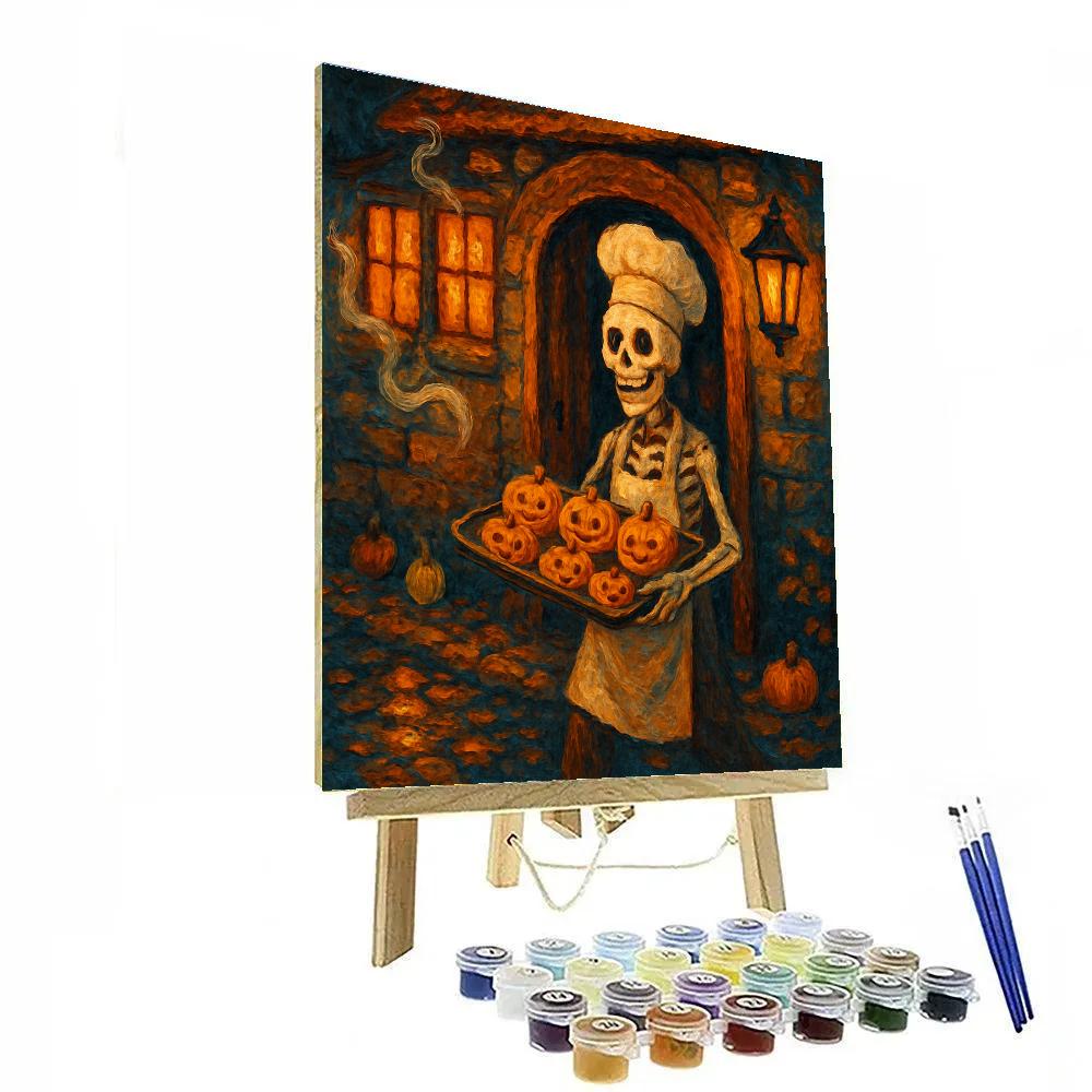 Haunted Bakery With Cinnamon Window Glow painting number kit