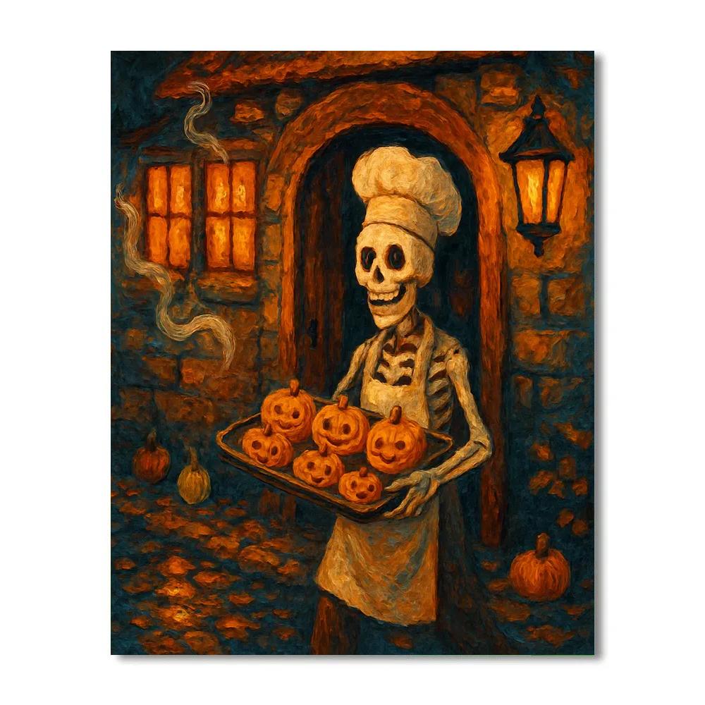 Haunted Bakery With Cinnamon Window Glow painting number kit