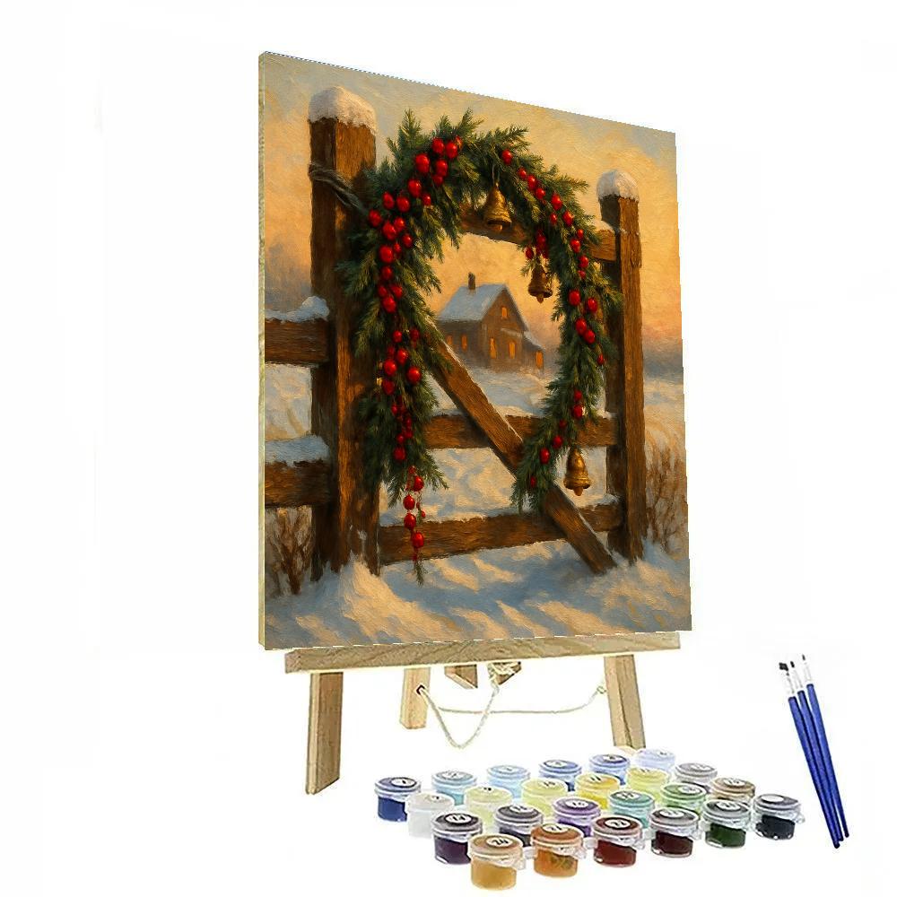 Bells And Berries On The Windy Farm Gate painting number kit