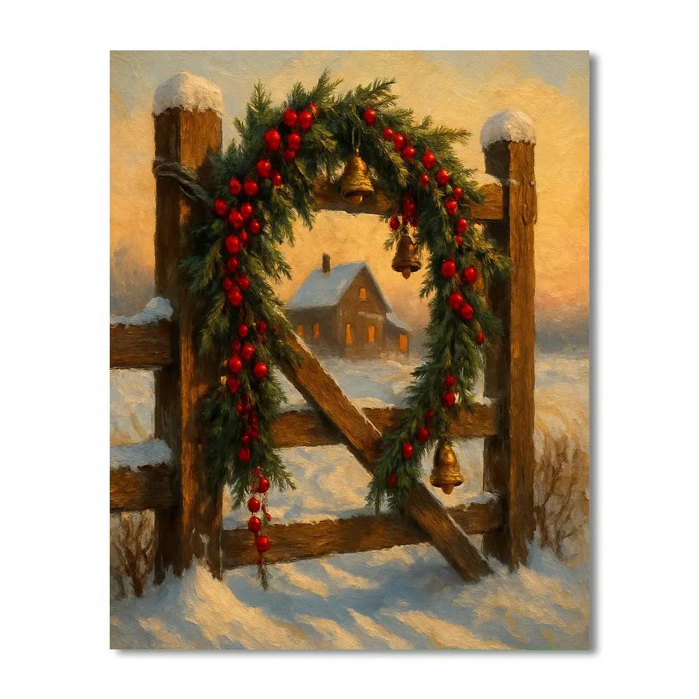 Bells And Berries On The Windy Farm Gate painting number kit