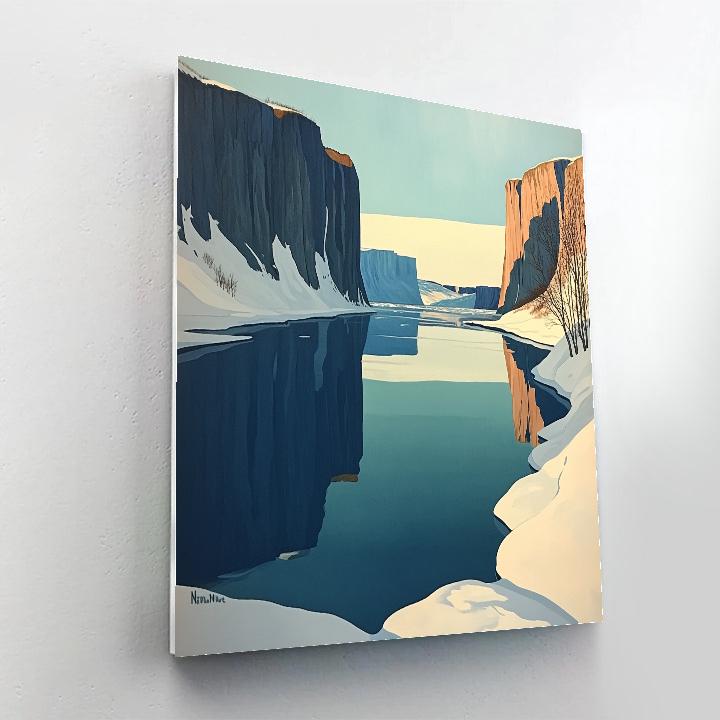 Lawren Harris Inspired Still Arctic Fjord With Luminous Ice Shelf paint by number