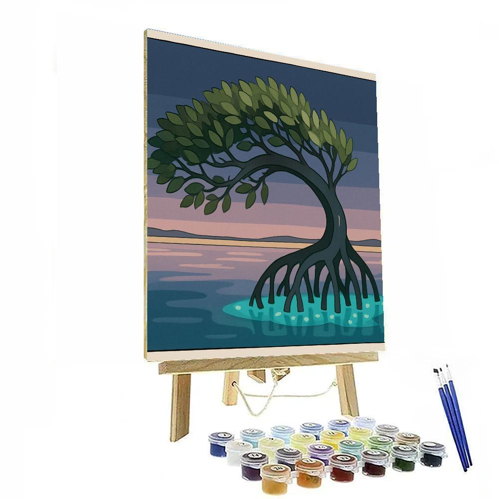 Salt Marsh Lanterns With Tree DIY paint by numbers