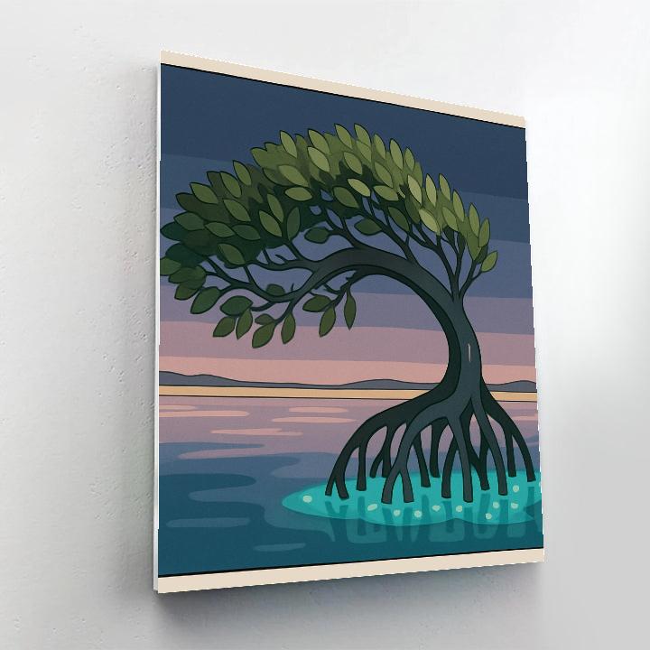 Salt Marsh Lanterns With Tree DIY paint by numbers