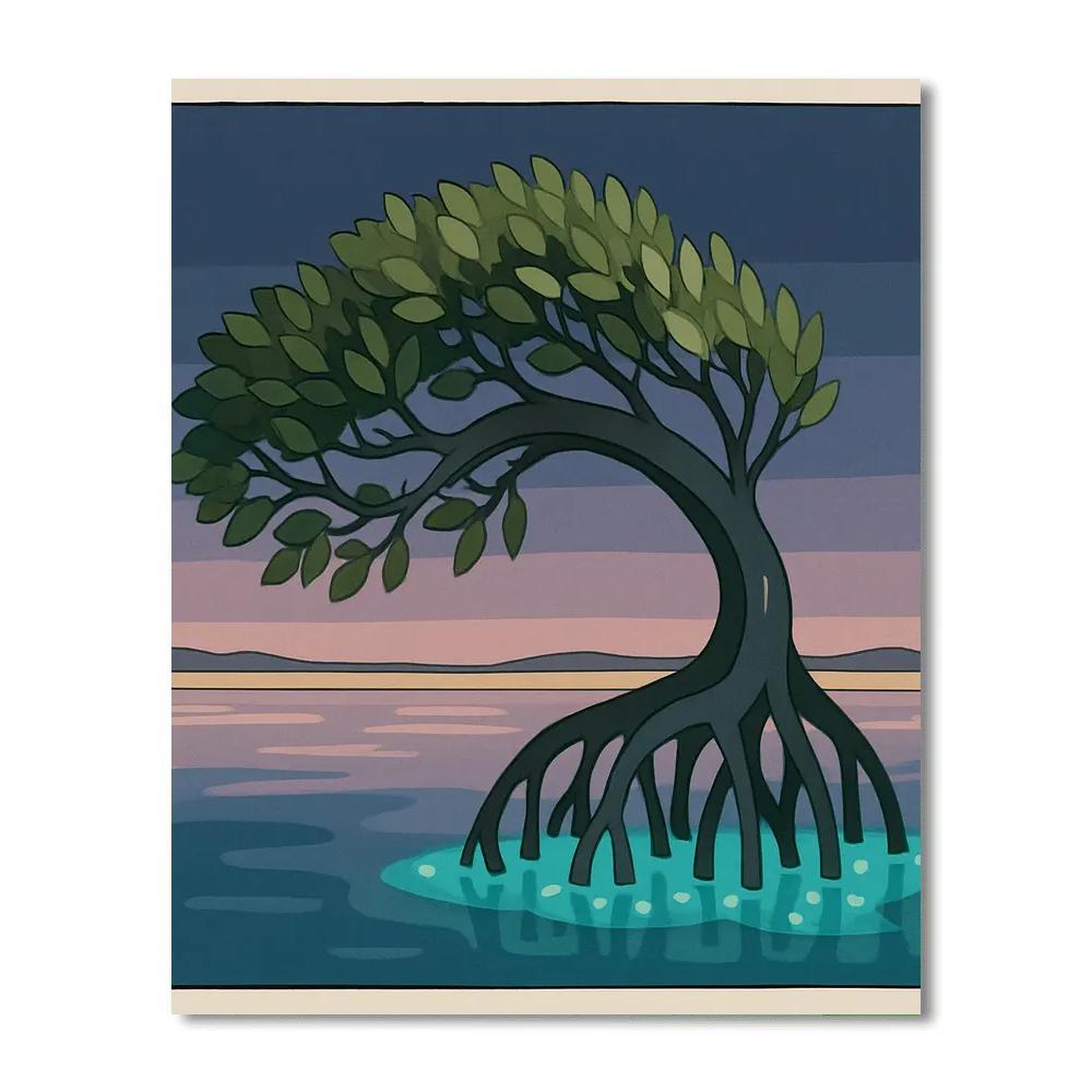 Salt Marsh Lanterns With Tree DIY paint by numbers