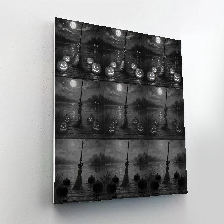 The Clockwork Broom At Starlit Pumpkin Pier Numbered painting kits