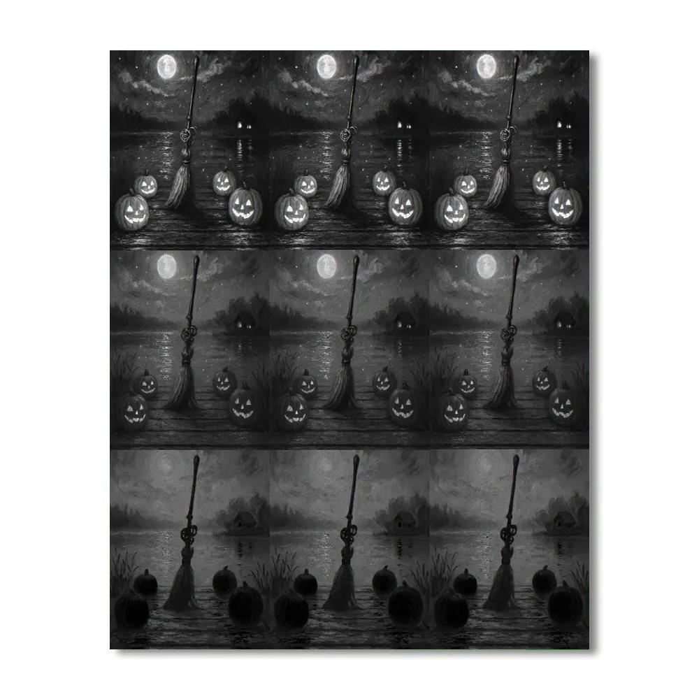 The Clockwork Broom At Starlit Pumpkin Pier Numbered painting kits