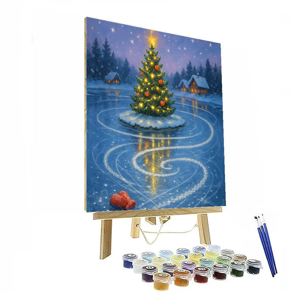 Ice Skate Ribbon Trail Around The Lake Tree Numbered painting kits