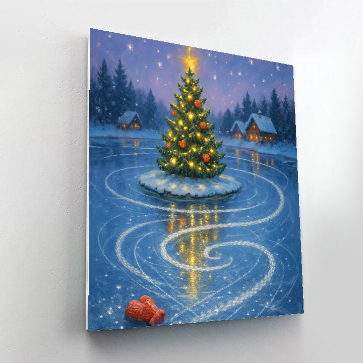 Ice Skate Ribbon Trail Around The Lake Tree Numbered painting kits