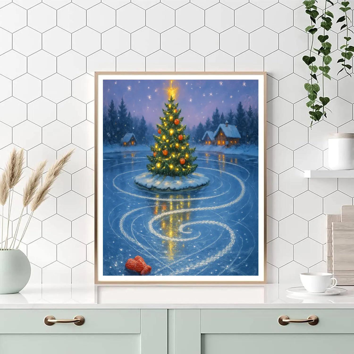 Ice Skate Ribbon Trail Around The Lake Tree Numbered painting kits