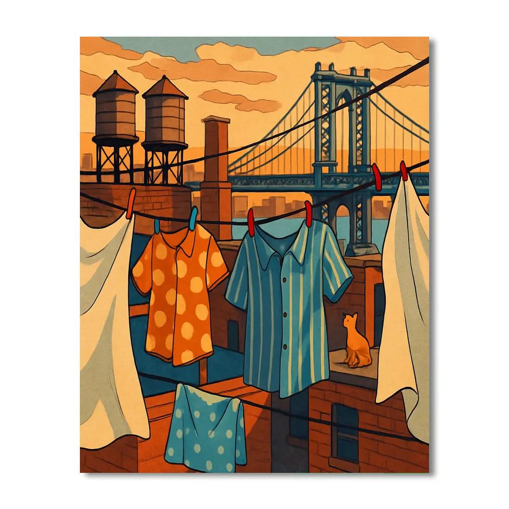 Skylight Laundry Lines In New York Number painting