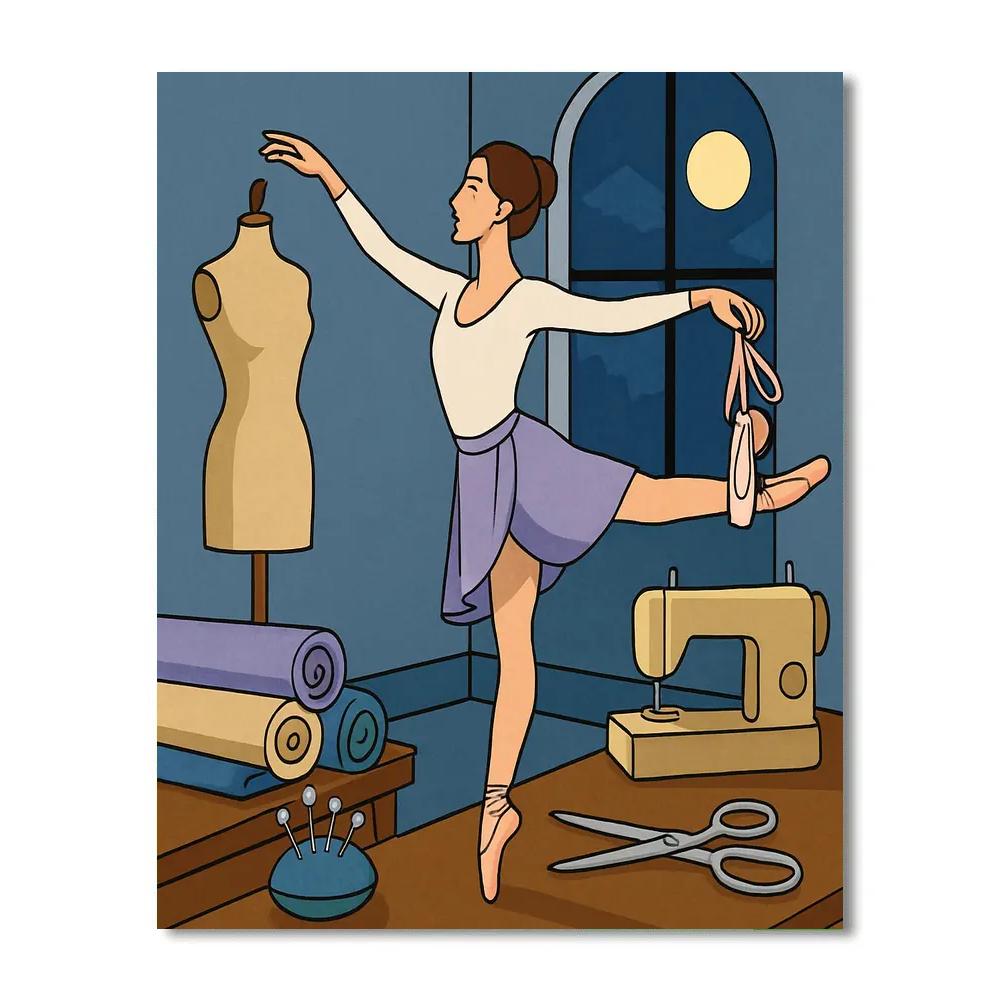 Moonlit Costume Atelier With Ballet Paint by numbers art