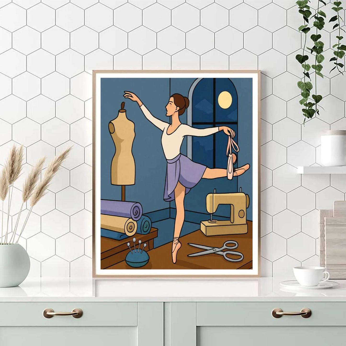 Moonlit Costume Atelier With Ballet Paint by numbers art
