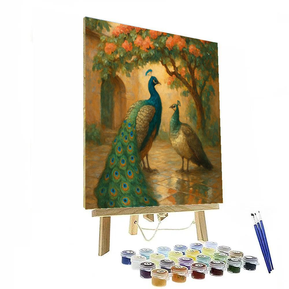 Peacocks Quiet Courtyard Rainbreak painting number kit