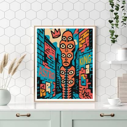 Neon Oracle In Basquiat Alley paint by number