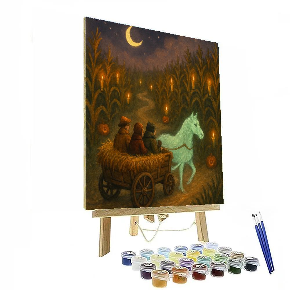 Candlelit Hayride Through The Enchanted Corn Maze Number painting