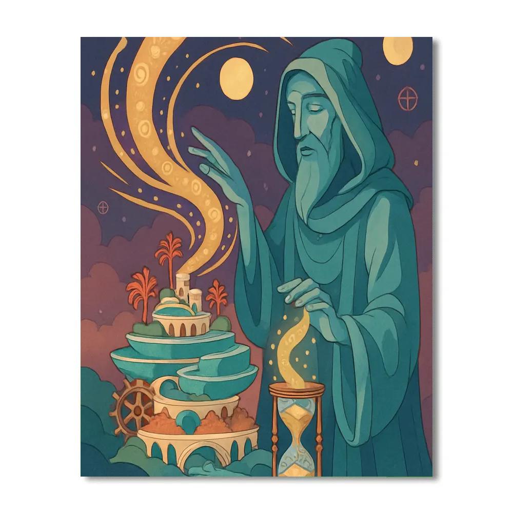 Clockwork Oasis In Fantasy Paint by numbers art